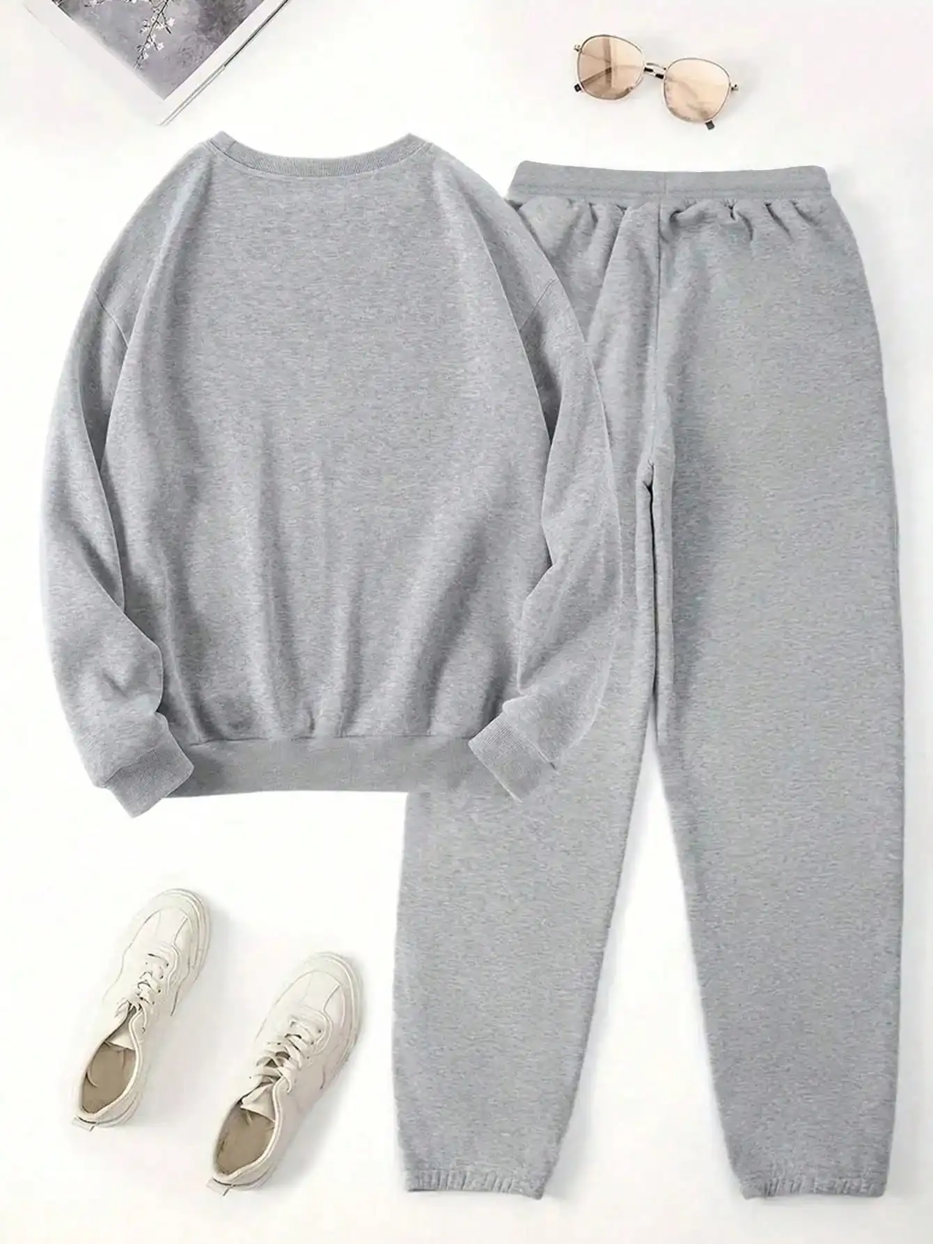 Set da Donna con Felpa in Pile e Pantaloni Jogger con Stampa 'New York Brooklyn'