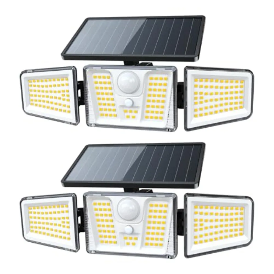 

Solar Flood Lights, 210 LED Motion Sensor Outdoor Lights, Solar Motion Lights Outdoor Waterproof, 3 Heads 300° Wide Angle Outdo