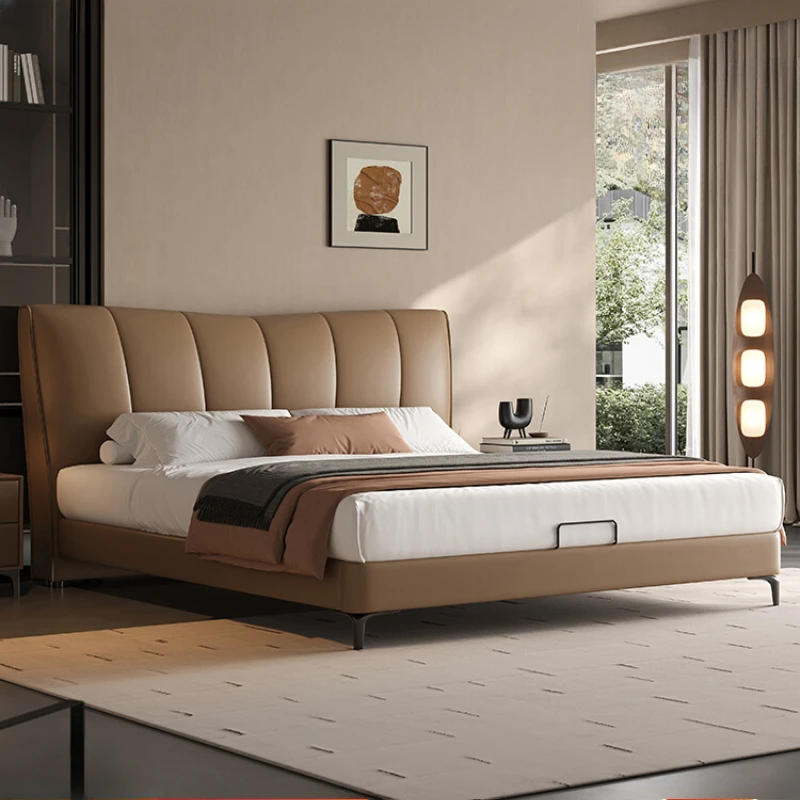 

Modern Luxury Frame Double Bed Shelves Headboard Queen King Size Double Bed Twin 150 X 200 Cama Matrimonial Bedroom Furniture