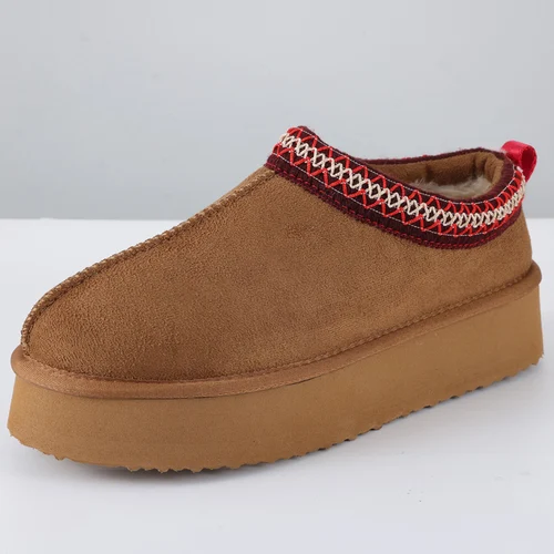 Comwarm 플랫폼 푹신한 여성용 슬리퍼, 겨울 플러시 스노우 부츠, 실내 따뜻한 푹신한 하우스 신발, 패션 브랜드 