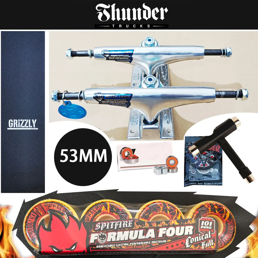 شاحنات تزلج THUNDER مقاس 147 للطوابق مقاس 8 بوصة بالإضافة إلى محامل فولاذية من الكروم الاحترافي وألواح تزلج وعجلات Spitfire #6