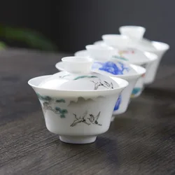 Tradições chinesas gai wan conjunto de chá osso china conjuntos de chá dehua gaiwan chá porcelana pote conjunto para viagens bonito e fácil chaleira