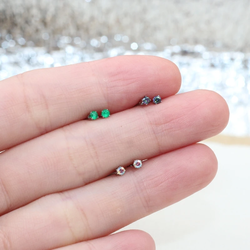 

Super Mini 2mm Vintage Green AB Color Stones With 316l Stainless Steel Earring IP Plating No Fade Allergy Free Quality Jewelry