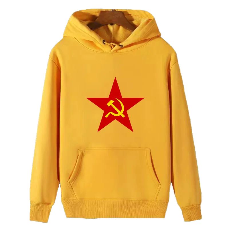 Soviet Red star Communism Hammer and sickle symbolism graphic Hooded sweatshirts winter thick sweater hoodie fleece hoodie