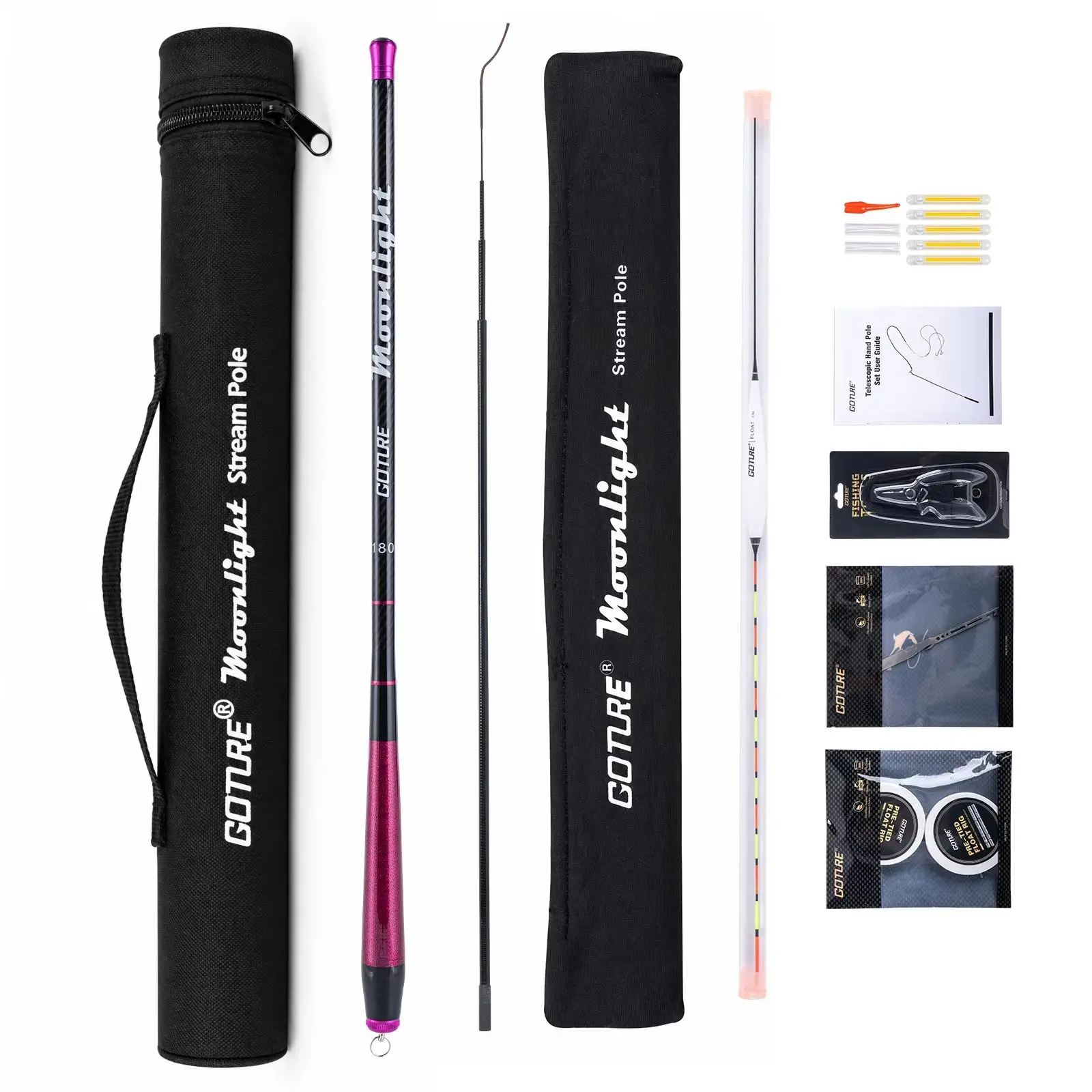 Goture 1.8M-3.6M Telescopic Fishing Rod Lightweight Fiberglass Hand Pole Smooth Retractable Freshwater Carp Fishing Tackle