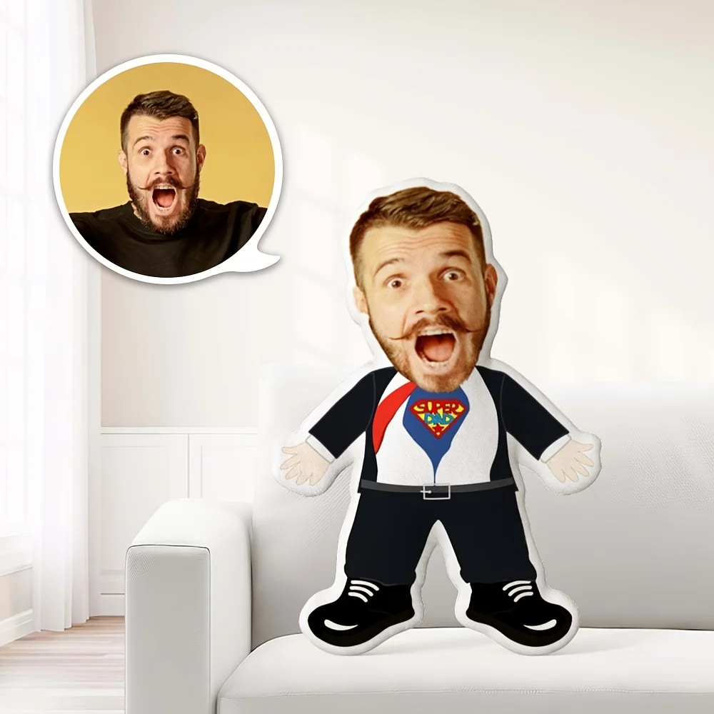 Personalized Humorous Soul Pillows Made for Your Loved Ones, Including Best Friends and Family, Featuring a Super Dad Face Pillo