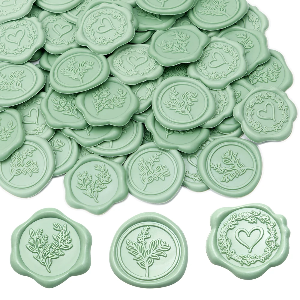 

30 шт. наклеек-печатей из воска цвета шалфейной зелени, самоклеящиеся наклейки для конвертов, идеально подходят для свадебных приглашений и рассадочных планов