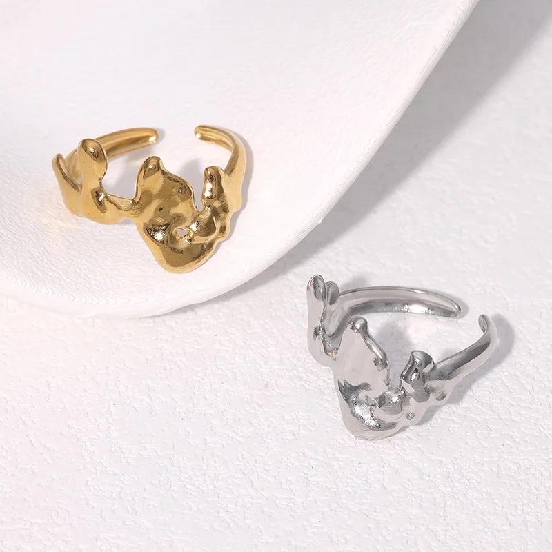 Vintage Irregular Hammer Pattern Ring Woman And Men Designer Jewelry Simple Geometric Opening Rings Кольца Женские