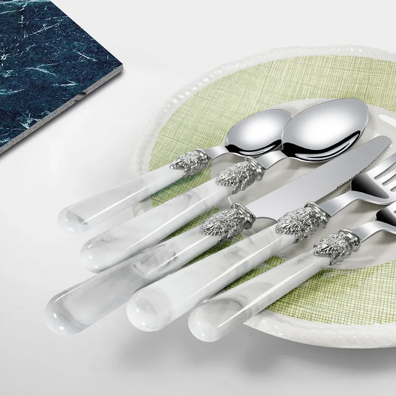 New Fashion 18/0 Steel Cutlery Set 5 PCS ABS Metarial Flatware Set For 1 Tableware Dinnerware Black Dishwasher Safe