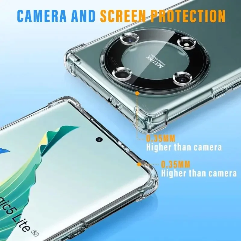 Airbag Shockproof Transparent Silicone Cases For Huawei Honor Magic 3 4 5 6 Pro Lite E X8 X9 x8a x9a x9b 5G Soft TPU Phone Case