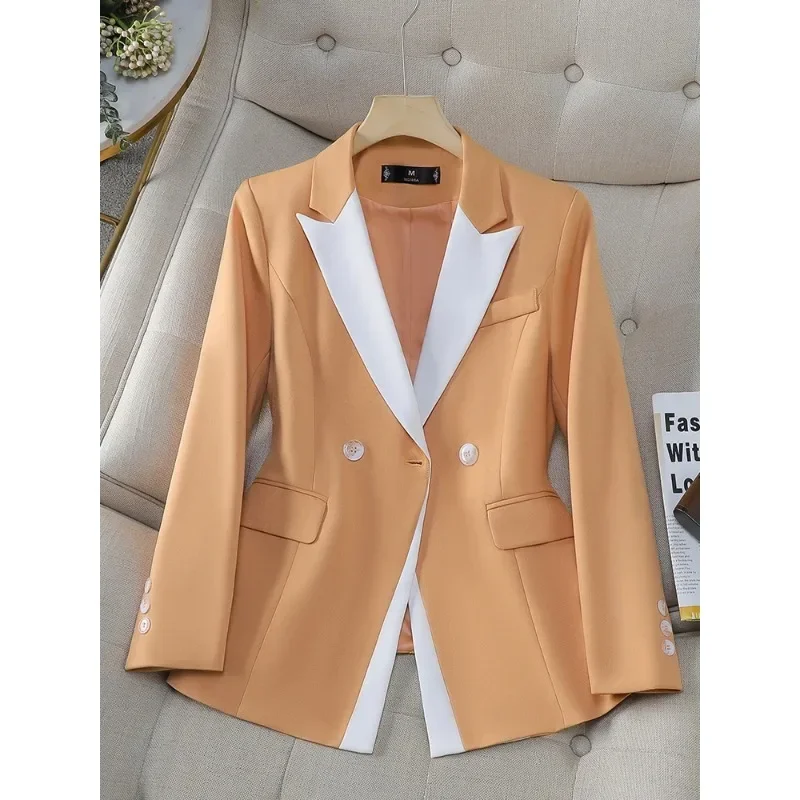 Casaco feminino de manga comprida, blazer feminino, amarelo, vermelho, azul, roupa de trabalho de negócios, jaqueta feminina, moda, outono, inverno