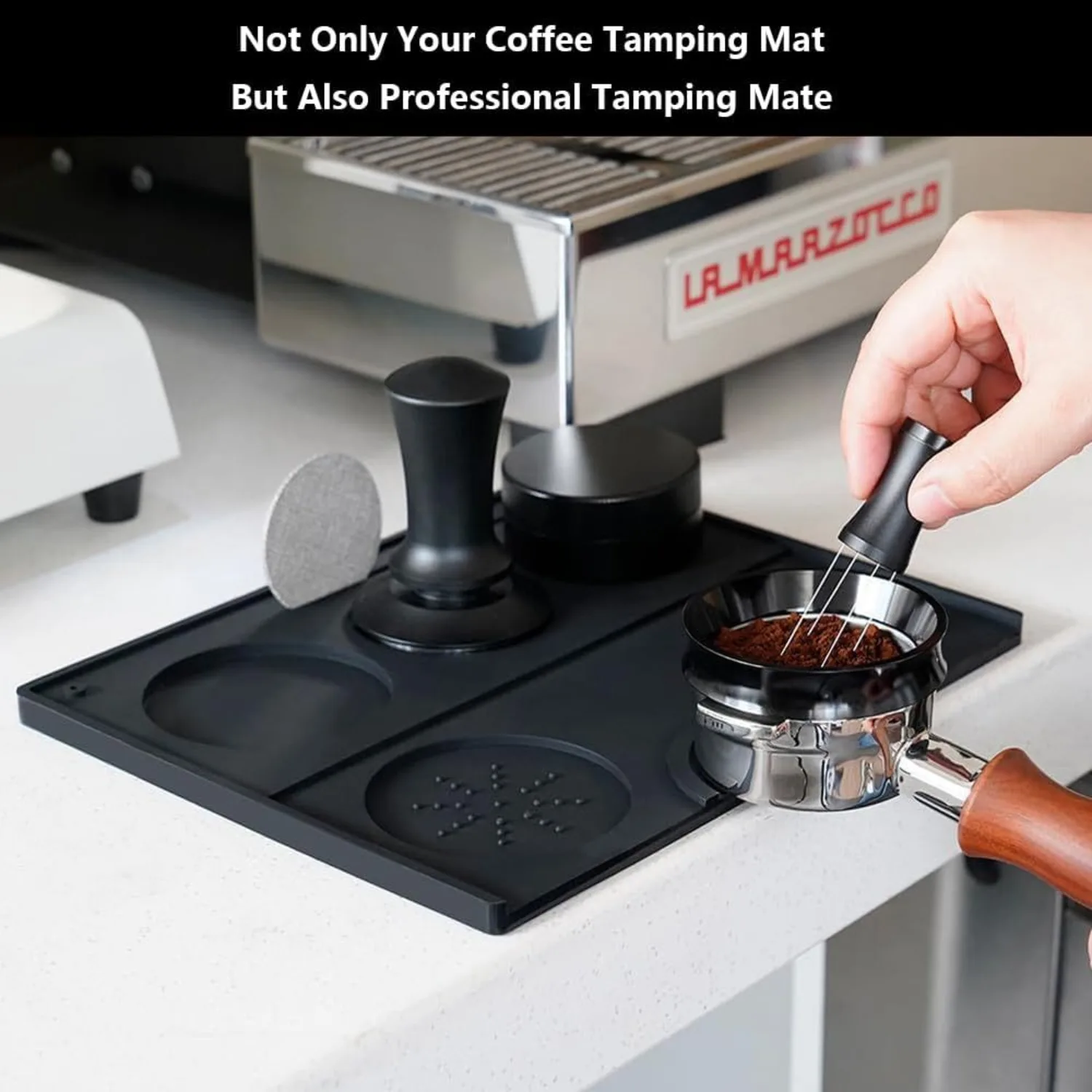 20X25 CM Espresso Tamping Mat Coffee Tamper Mat Silicone Portafilter Mat Waterproof Heat Resistant Tamp Station for Counter