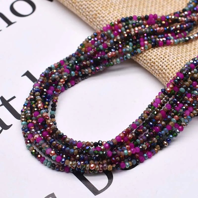 1x2mm Faceted Crystal Glass Beads Rondelle Crystal Loose Spacer Beads for Jewelry Making DIY Necklace