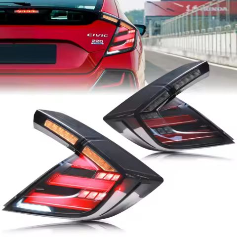 LED Tail Lights for Honda Civic Hatchback Type-R 2016-2021 Dynamic Turn Signal Black Rear Lamps Assembly Not Fit Sedan Coupe