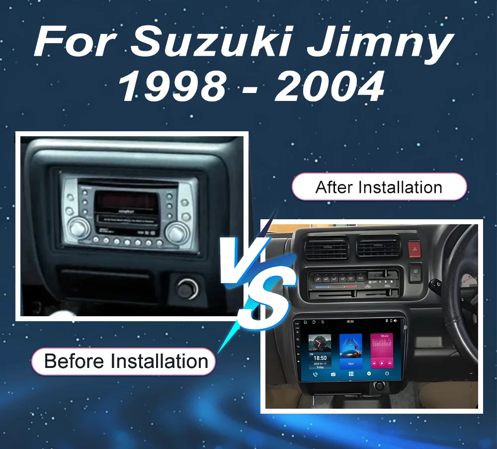Android 15 GPS Navigation For Suzuki Jimny 1998 -2004 Auto Radio Stereo Multimidia Player Carplay 2DIN High-Performance CPU WIFI