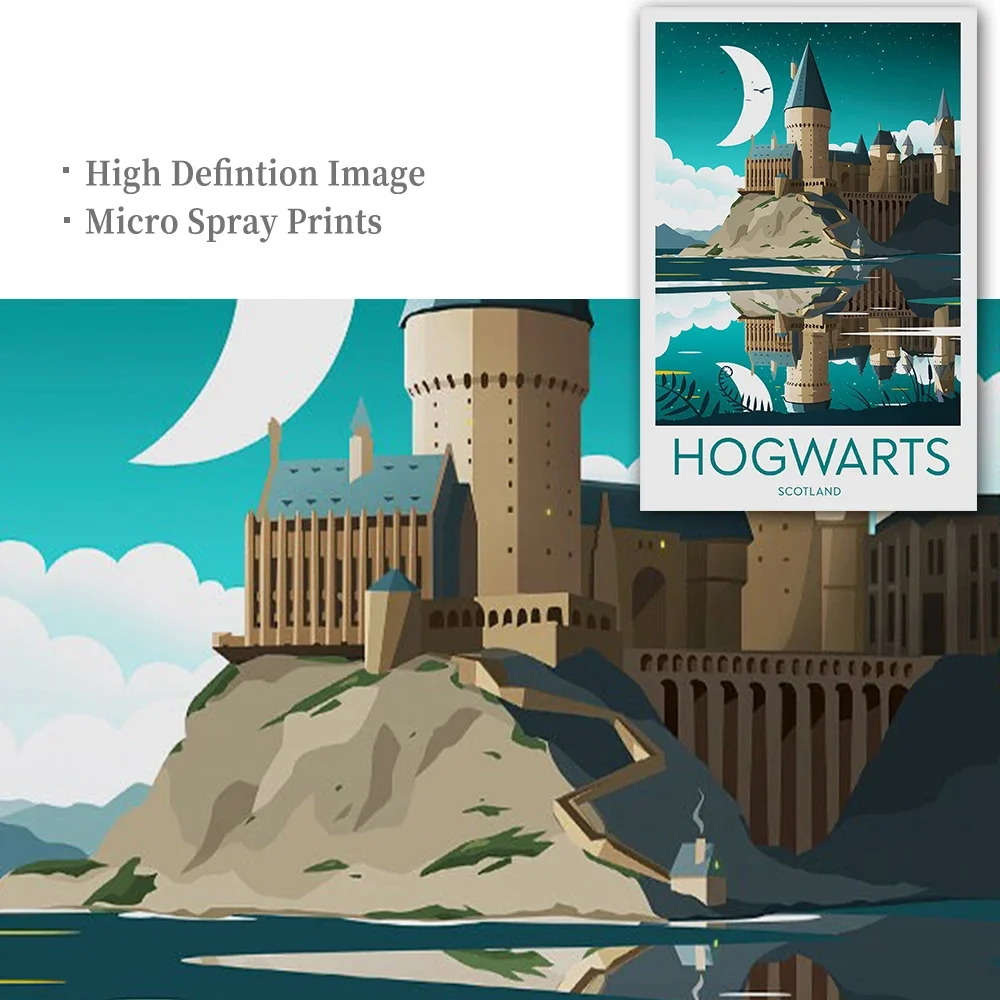 Film Aesthetics Wall Art Hogwarts Castle Sun HD Oil on Canvas Posters and Prints Home Bedroom Living Room Decoration Gifts