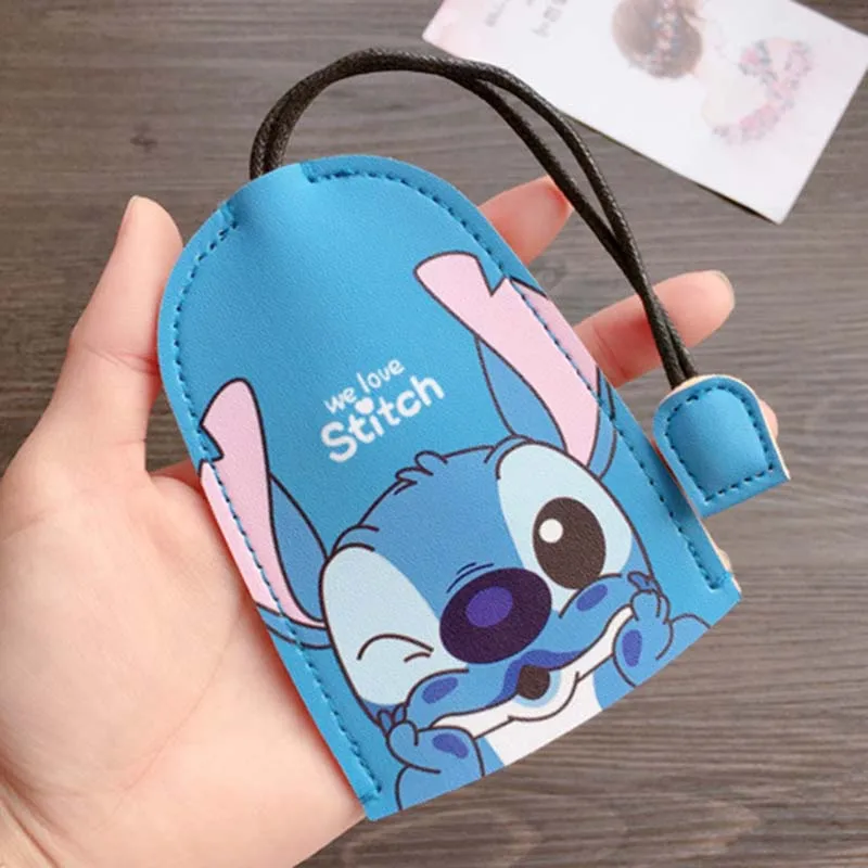 Disney Lilo Stitch Unisex Pull Type Key Bag PU Leather Key Wallets Housekeepers Car Key Holder New Leather Keychain Pouch