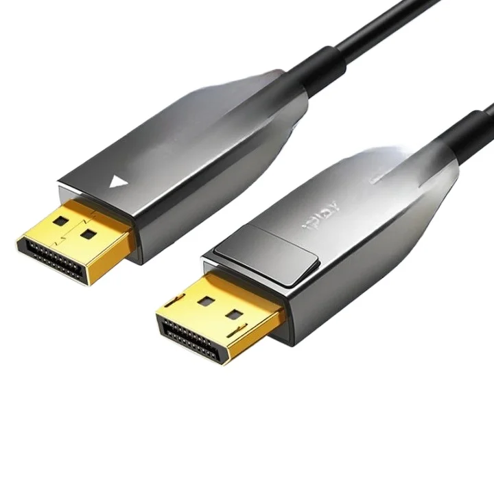 

Fiber optic version 4K high definition computer graphics card connected to the monitor