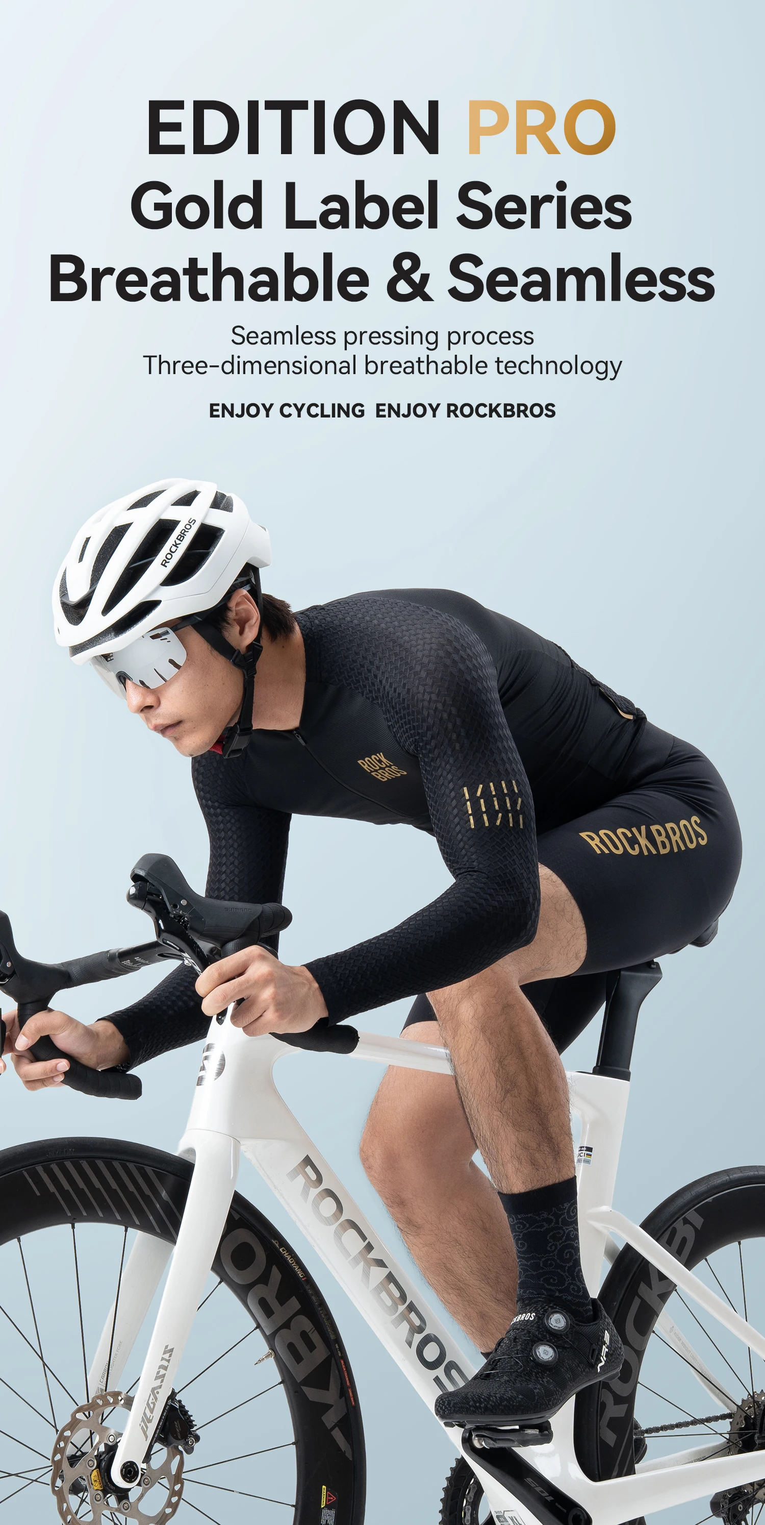 ROCKBROS Herren Langarm-Radtrikot Atmungsaktives Schnelltrocknendes Fahrrad-Oberteil Feuchtigkeitsableitende Frühling-Sommer-Fahrradbekleidung – Detail 1