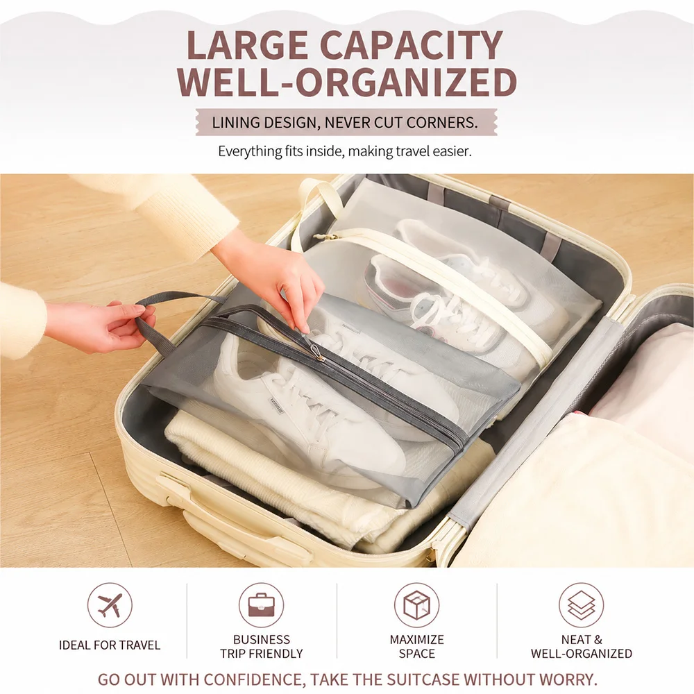 Nylon Mesh Breathable Shoe Bag with Handle Portable Breathable Shoe Cabinet Organize Storage Bags Makeup Laundry Bag
