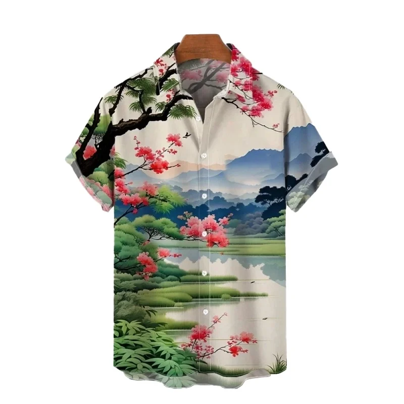 Hawaiian shirt: printed short sleeved quick drying beach casual party holiday shirt