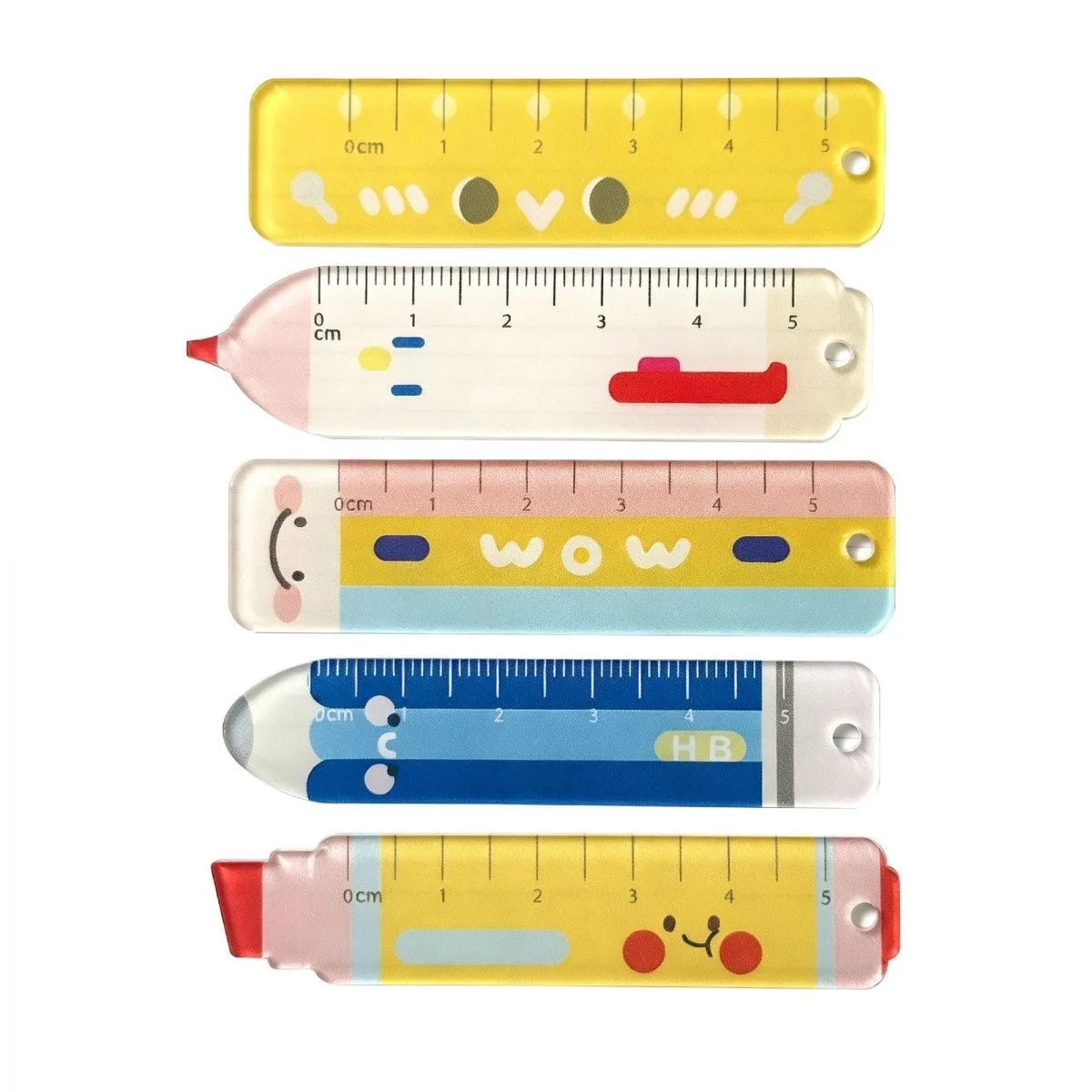 5pcs Mini Pencil Ruler High Aesthetic Portable Acrylic Multifunctional Drawing Ruler For Primary School Students
