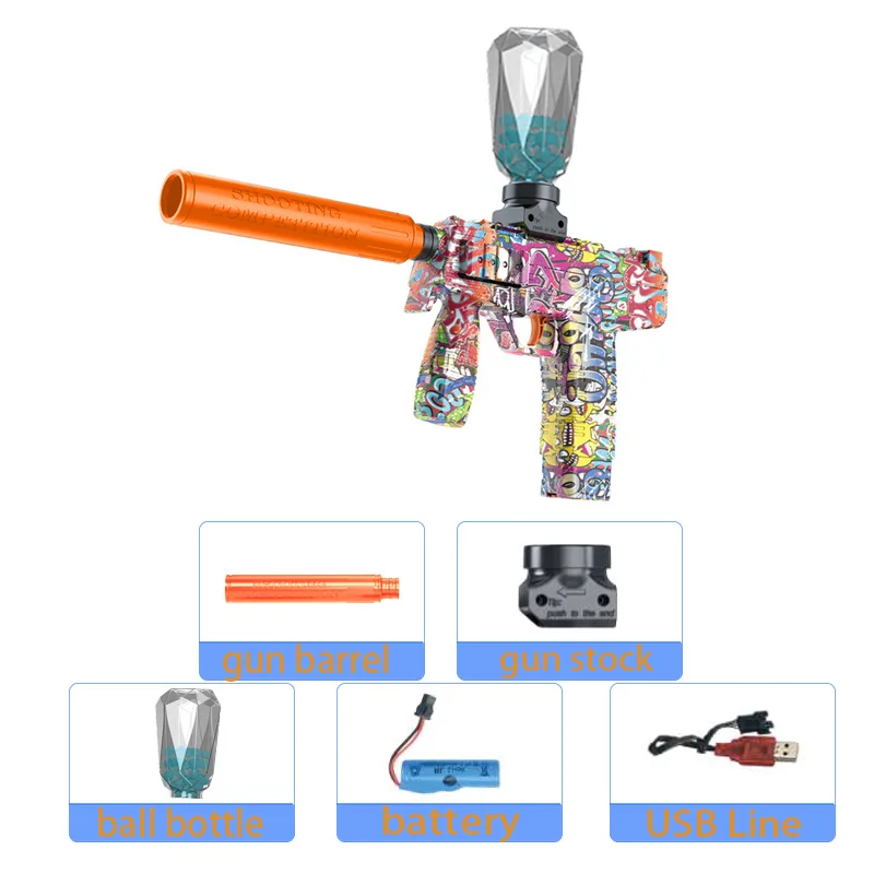 UZI بندقية لعبة الكرة الكهربائية الناسف مسدس اطلاق النار الرياضة لعبة في الهواء الطلق عالية السرعة قابلة للشحن لعبة تفاعلية لصبي الكبار هدية
