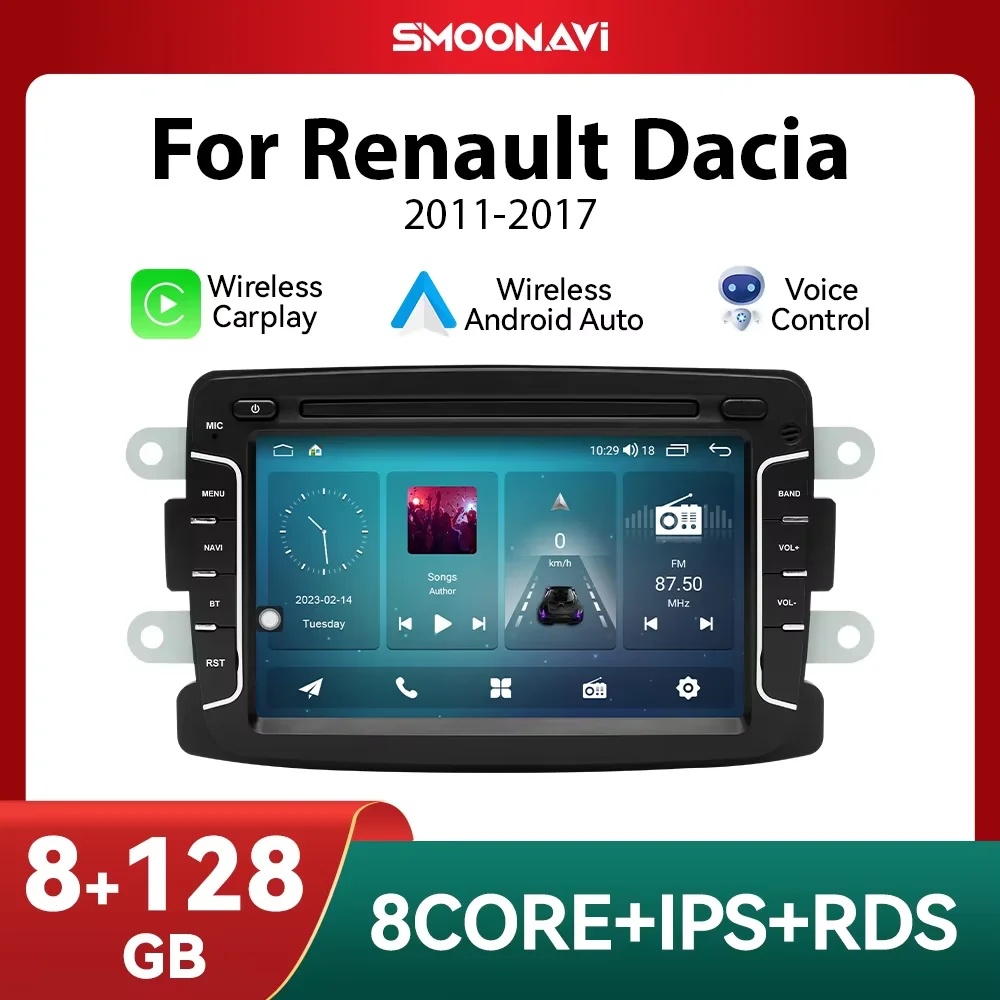 128GB Wireless Carplay Android 12 Car Multimedia Radio For Dacia Lodgy Logan Duster Sandero Renault Captur/Lada/Xray GPS 4G Wifi