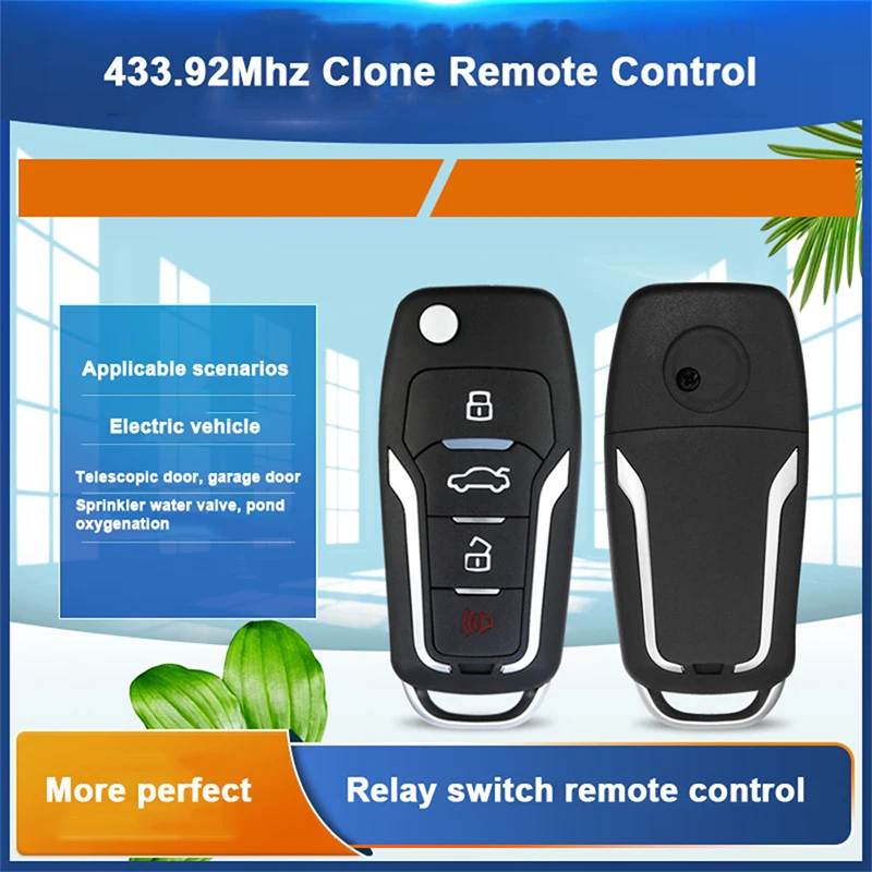 433mhz Car Remote Control Key Smart Electric Garage Door Replacement Cloning Cloner Copy Remote 4 Channe