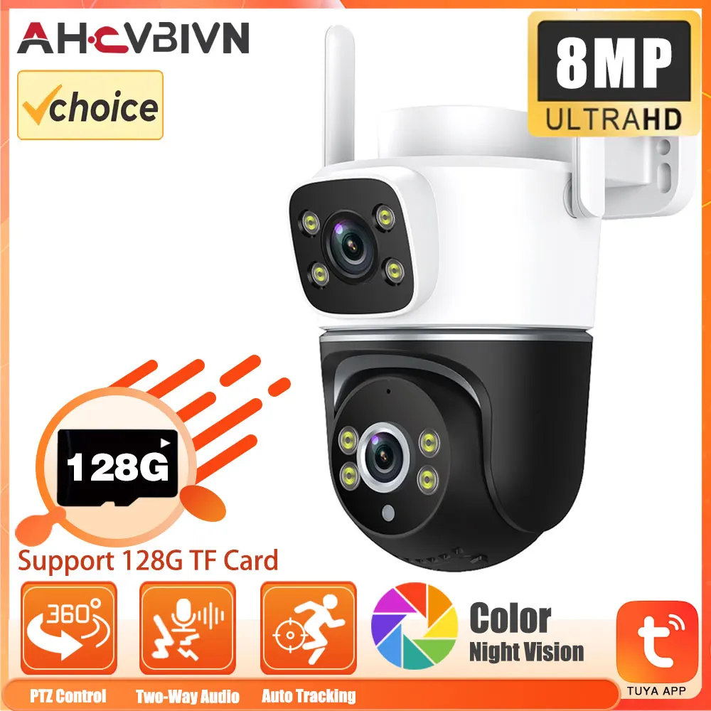 

Smart Life 4K 8MP Dual Lens PTZ WIFI Security Camera Dual Screen Ai Human Auto Tracking Outdoor 4MP CCTV Surveillance IP Camera