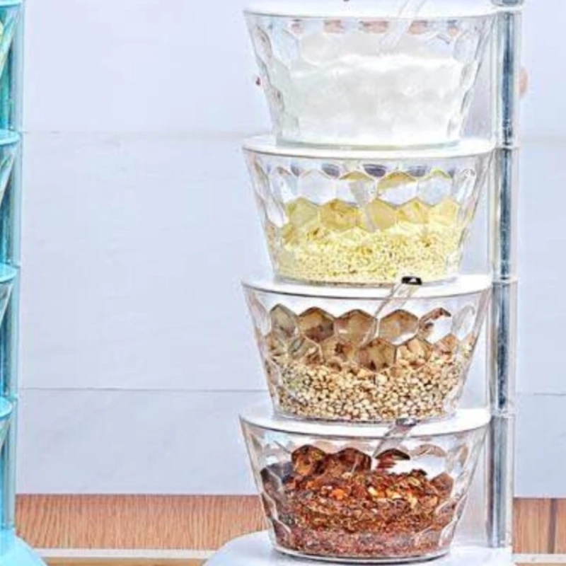 Crystal Rotating Seasoning Box Set for Household Products Seasoning Can Storage Box Seasoning Box