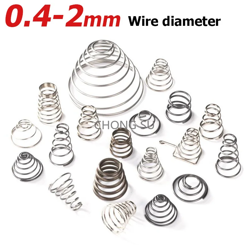 

1-5pcs Tower Spring 304 Stainless Steel Taper Wire Compression Spring Conical Diameter 3-39mm Wire Diameter 0.4-2mm Hight 7-76mm