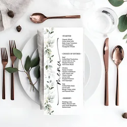 5/20/100pcs Personalized Wedding Menu Cards Customizable Wedding Menu Cards Greenery and Floral Wedding Table Menu
