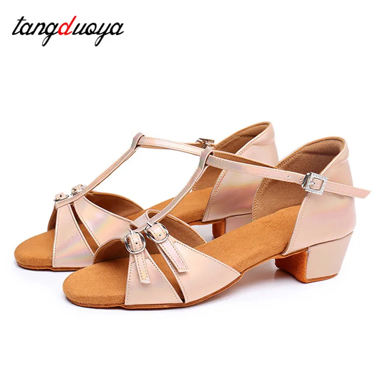 Chaussures de danse latine à semelle souple pour filles, chaussures de tango moderne, chaussures de tango en phtalène pour enfants, chaussures de