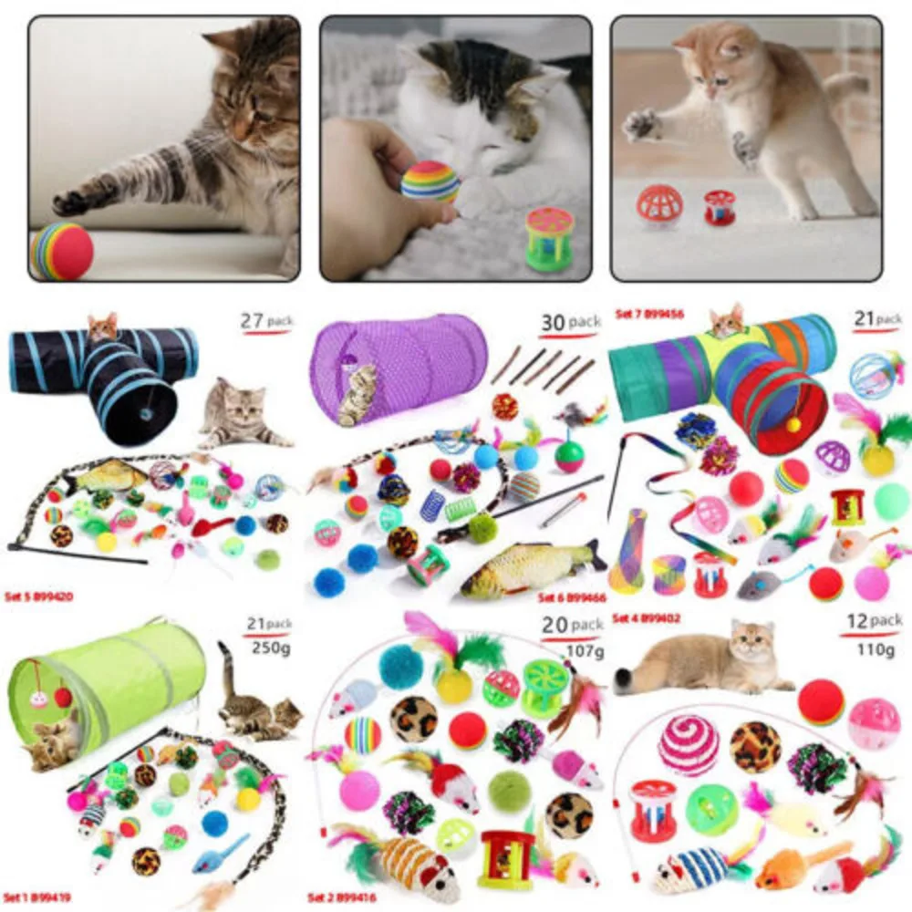 12-30 Pcs Pet Cat Bells Mouse Kitten Interactive Indoor Toys Bulk Ball Toy