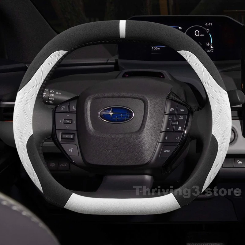 

Suede Warm Car Steering Wheel Cover For Subaru Solterra EV 2026 2025 Double D Type Warm Auto Steering Wheel Cover Accessories