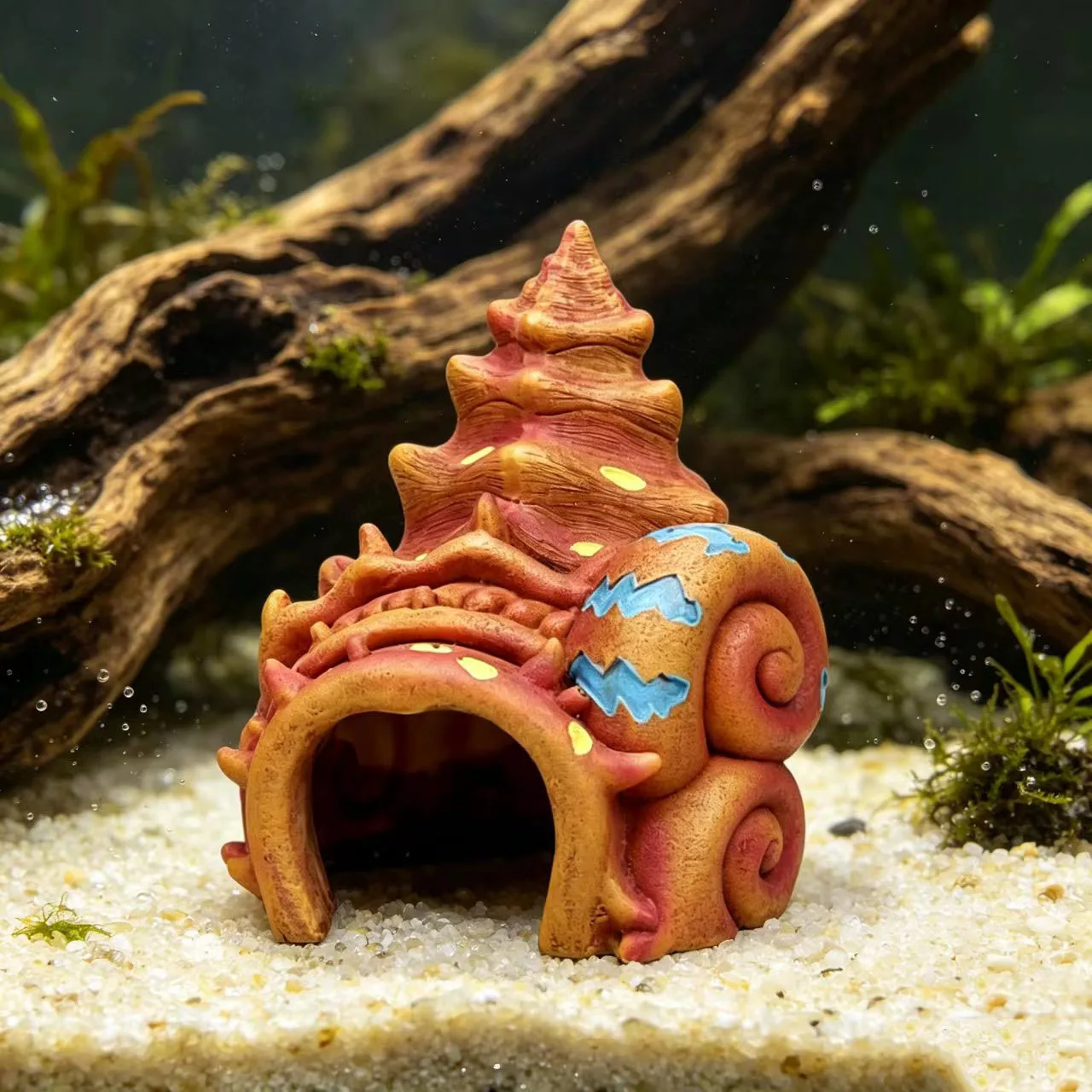 Seashell Castle House Aquarium Ornament Fish Tank Hiding Cave Shelter Shrimp Cichlid Breeding Tropical Fish Landscape Decor