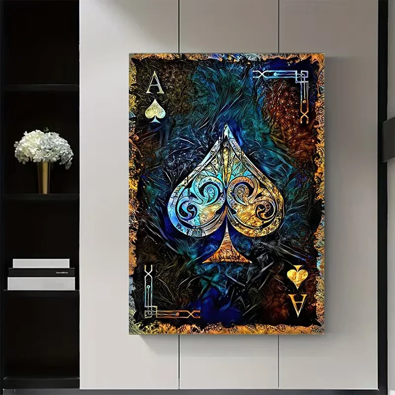 An Ace of Spades Playing Card Poster and Prints Abstract Canvas Painting Wall Art Picture for Living Room Home Decor Cuadros