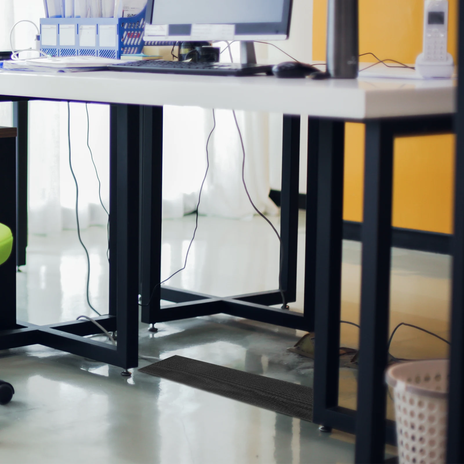 Cable Organizer Strip Black Flexible Reusable Floor Cord Protector Easy-Cut Wire Management Sleeve for Tidy Safe Wiring