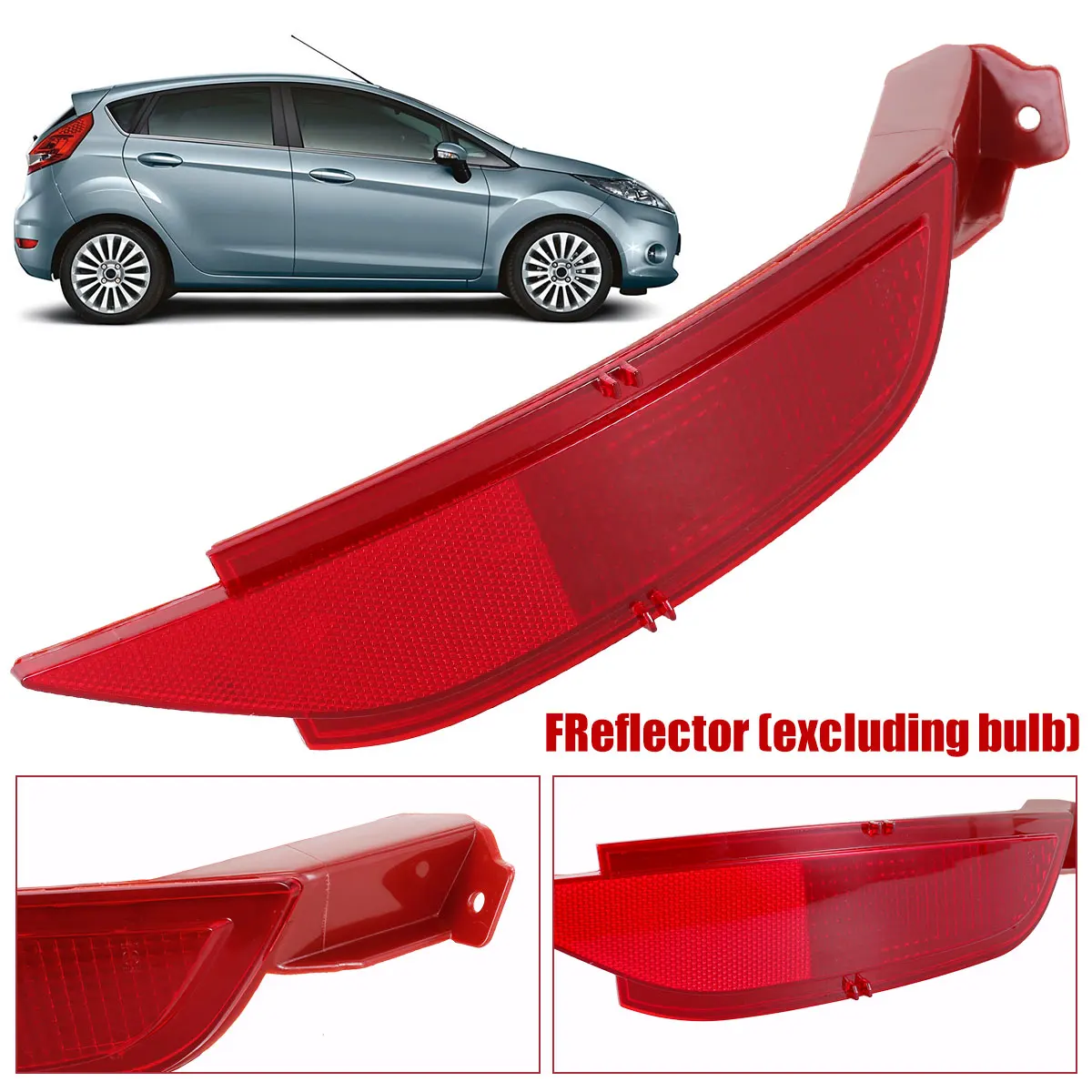 Car Reflective Rear Bumper Signal Lights Right Reflector Light Cover Tail Signal Light Compatible with Ford Fiesta 2009-2014