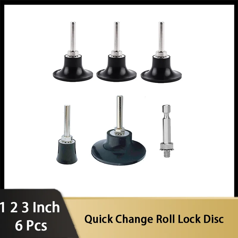 

1/23 Inch Quick Change Roll Lock Disc Holder Adapter Kit 6 Pcs with 1/4" Shank for Polishing Sanding and Surface Preparation