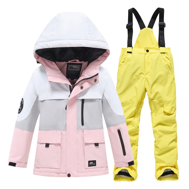 -30℃ 5 8 10 12 years old Children's snow suit set Boys and girls warm and waterproof ski suits Luxury off-road jackets and pants