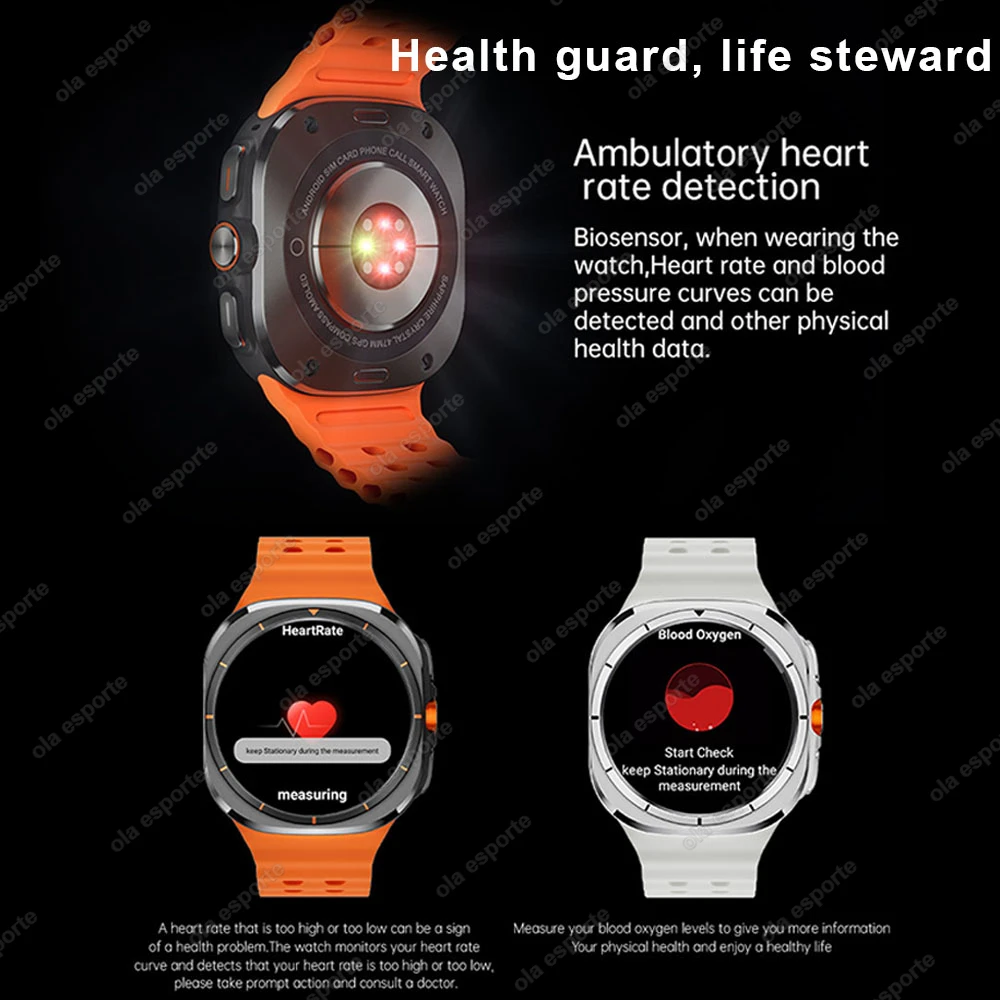 U8 Ultra IOS Android 9.0 ساعة ذكية للرجال 4G 5G بطاقة SIM WiFi NFC GPS بوصلة 32GB Smartwatch كاميرا دوارة ساعة رياضية 7 Ultra