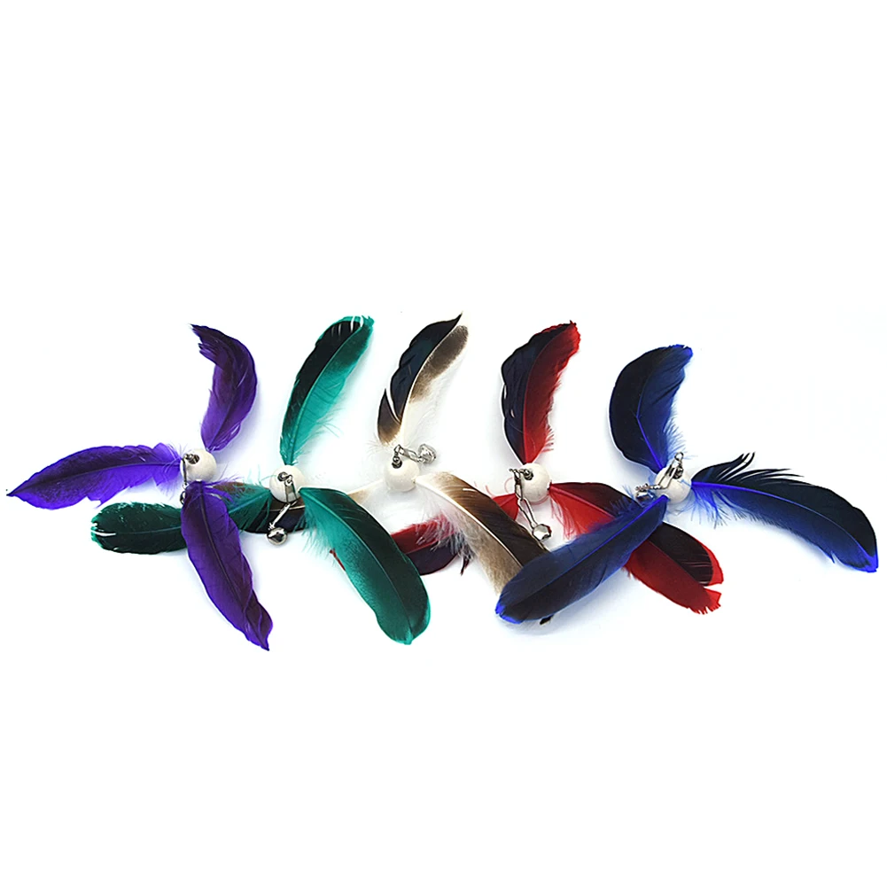 Colored Cat Teaser Stick Rotating Feather Pendant with Hook Cat Toys Cat Supplies Feather Cat Teaser Wand Replacement Pendant