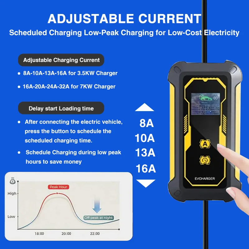 Portable EV Charger Wallbox Type1 Cable 16A 3.5KW With US 5-15 Plug EVSE Car Charging Box J1772 Adapter for Electric Vehicle