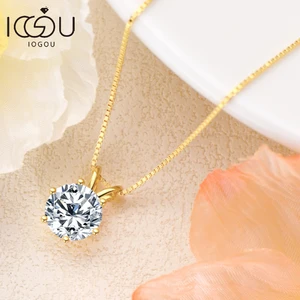 Iogou Luxus 3,0 Karat Moissanit Anhänger Halsketten für Royal Women 925 Silber 1ct 2CT Diamond Garge Schmuck Geschenke 6 Hauptverkäufe lassen Halskette - №2