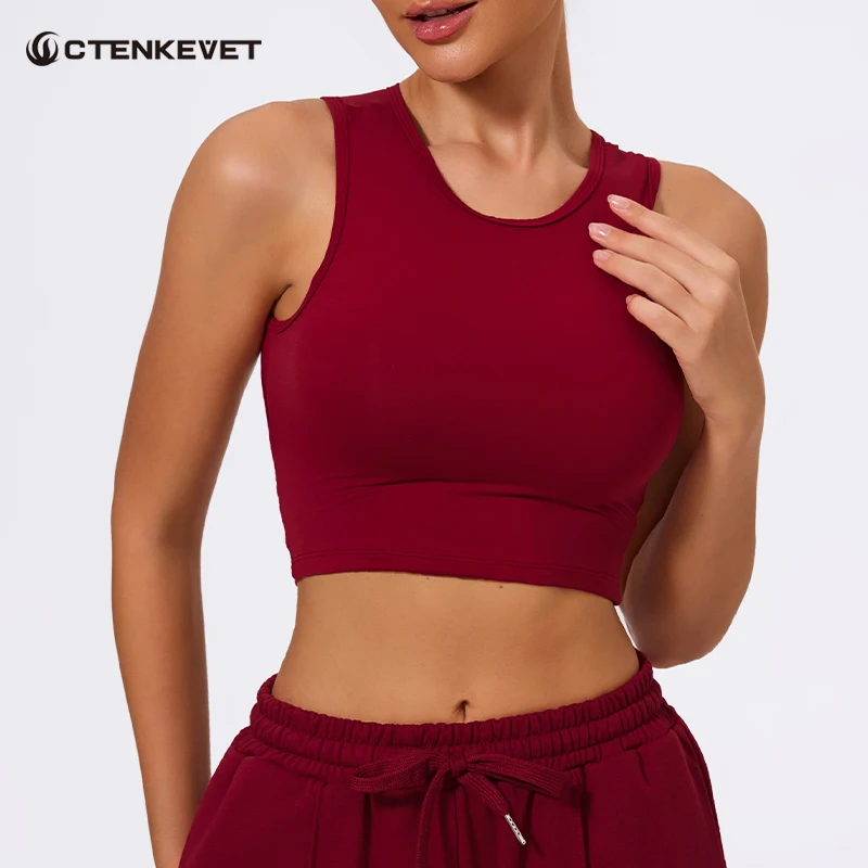 

Ctenkevet New Gym Backless Women Sports Vest Female Quick-Dry Sleeveless Push Up Tank Top Woman Running Shockproof Crop Top