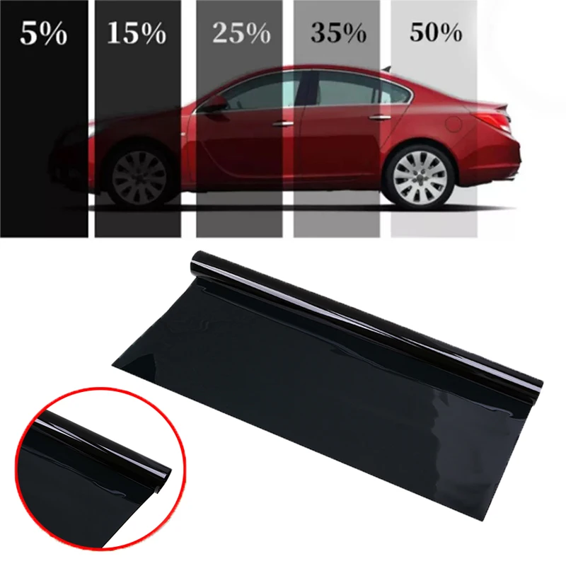 50x300/600cm Car Window Glass Tint Film Solar Sun UV Protection Sticker VLT 1%-50% Black Universal For Auto Truck Home Office