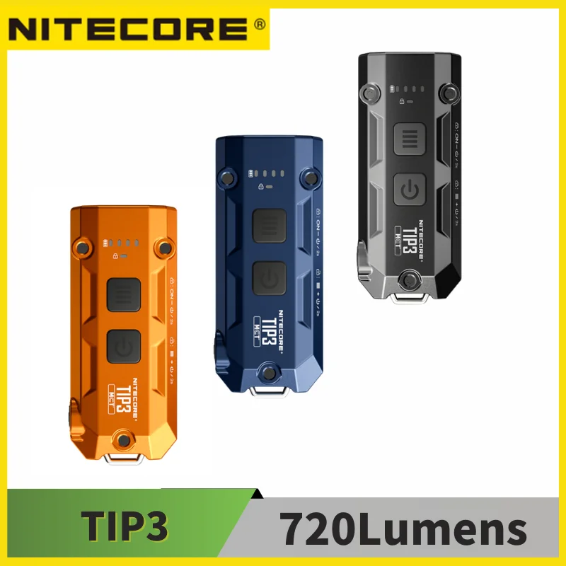 NITECORE TIP3 Keychain Light 720 Lumens Multi-Color Temperature USB-C Rechargeable EDC Flashlight