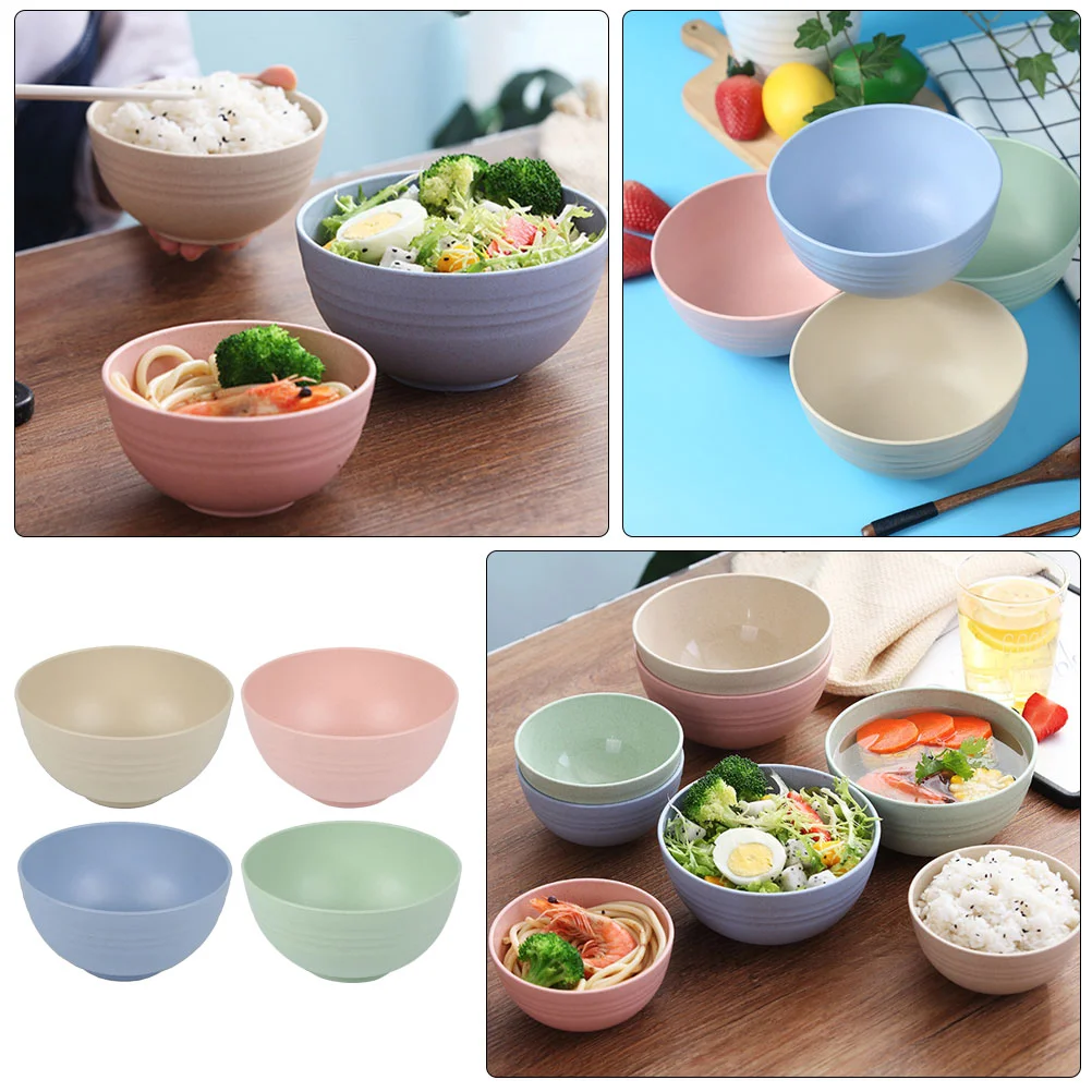 4 Pcs Cereal Bowl Set Serving Salad Unbreakable Soup Bowls Household Headset Kitchen Appetizer for